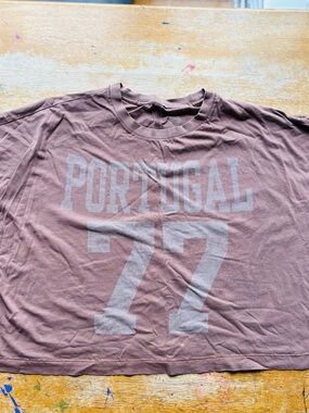 American Eagle Outfitters Brown Portugal 77 Crop Soft Tee